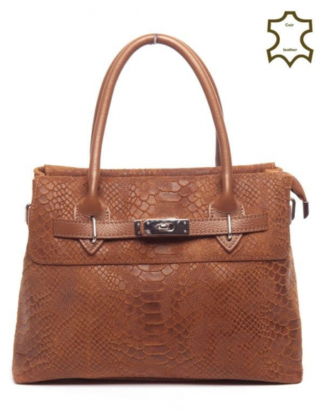 It Hippie square handbag, camel split leather, short handle