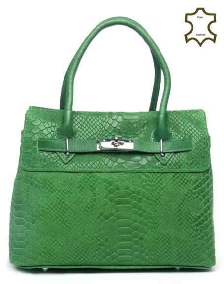 It Hippie square handbag, green split leather, short handle