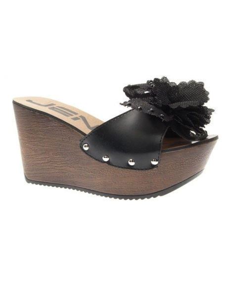 Jennika women's shoes: black open clogs