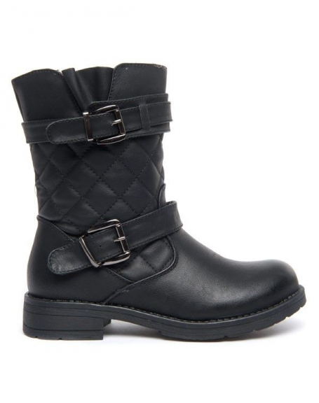 Jennika women's shoes: black quilted effect boots