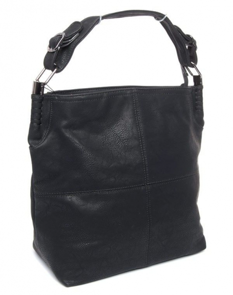 Large black Nanucci handbag with cross stitching