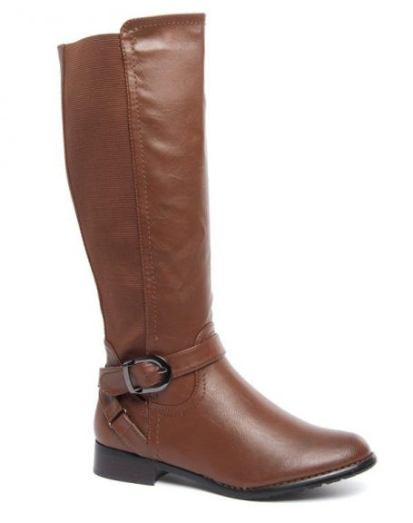 Large brown stretch boot Ideal zip and gaiter buckle