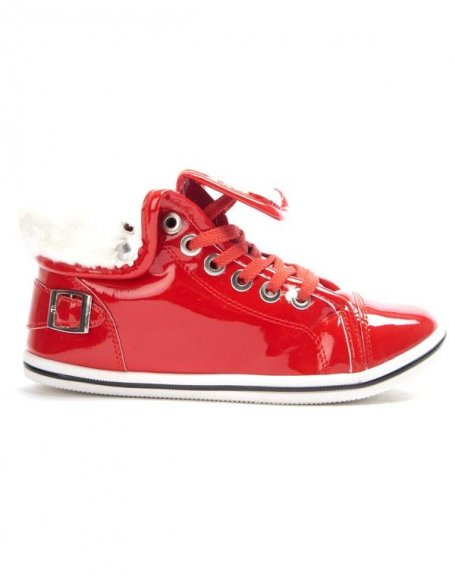 Libra Pop women's shoe: Lined patent basket - red