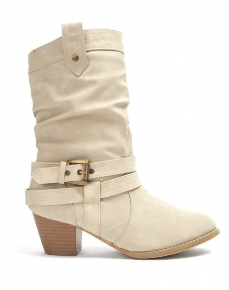 Libra Pop Women's Shoes: Low-heeled boot - beige