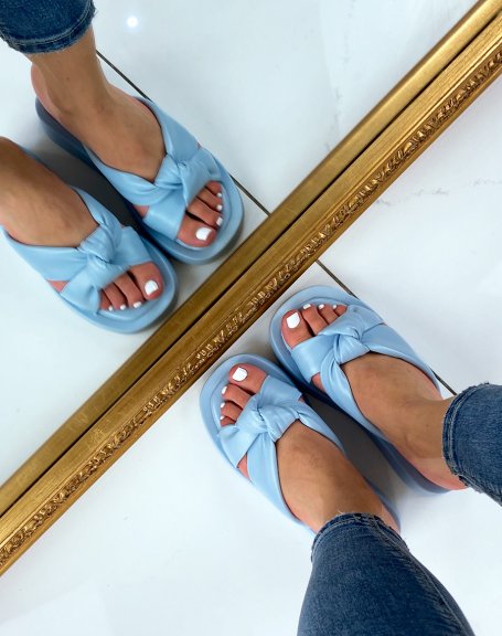 Light blue sandals with wide padded straps