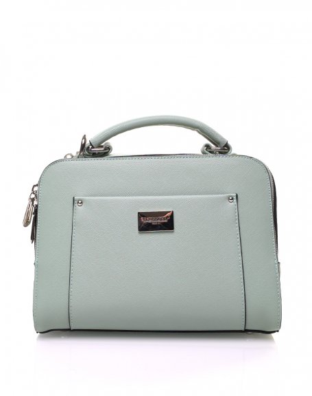 Light green rigid textured briefcase crossbody bag