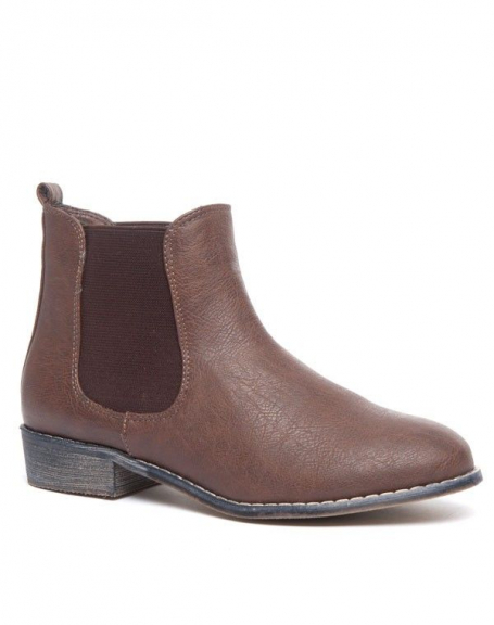 Like Style short riding style boot with brown stretch bands