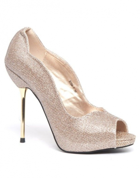 Like Style women's golden pumps with gold stiletto heels