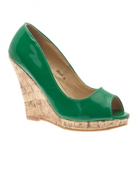 Like Style women's shoe, Green wedge pump