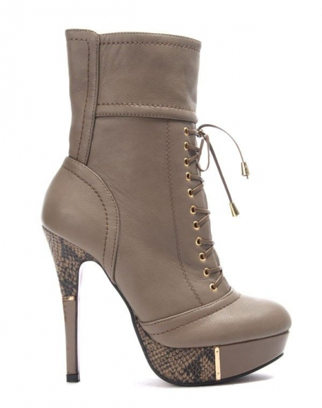 Like you women's shoes: taupe heeled boot