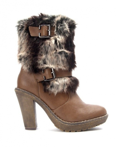 Like You women's shoes: Taupe lined boot with heel