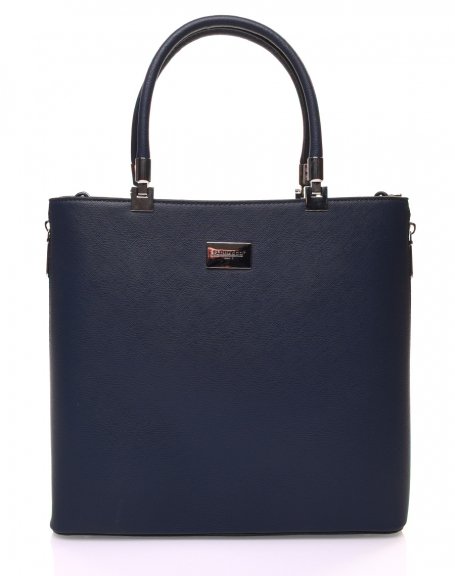 Long navy blue handbag with zipper