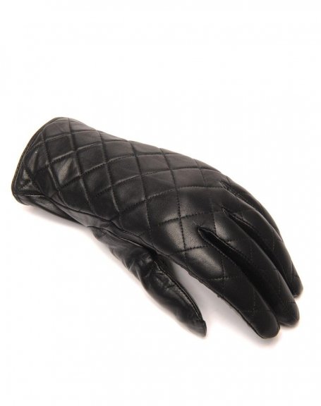 LuluCastagnette padded black leather gloves