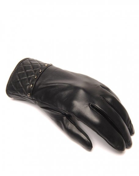 LuluCastagnette studded black leather gloves