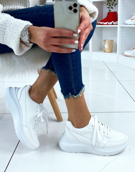 Matte white chunky sole sneakers