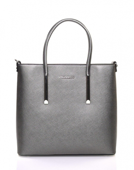 Medium size metallic gray handbag