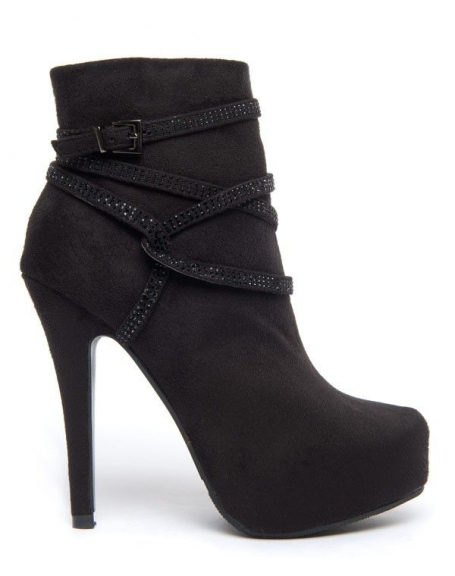 Metalika women's shoe: black stiletto heel ankle boots
