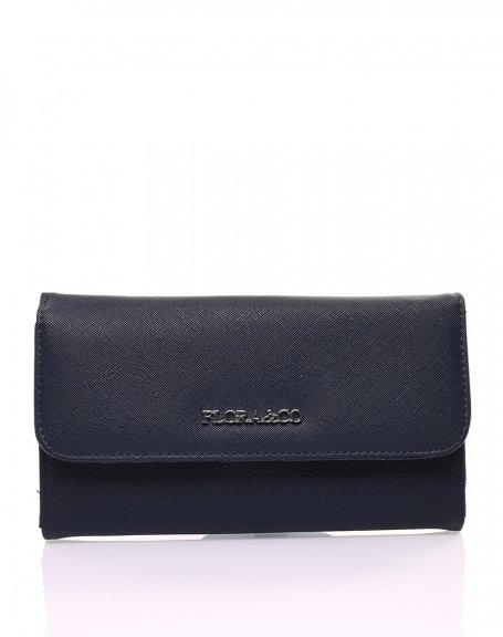Midnight blue grained-effect wallet