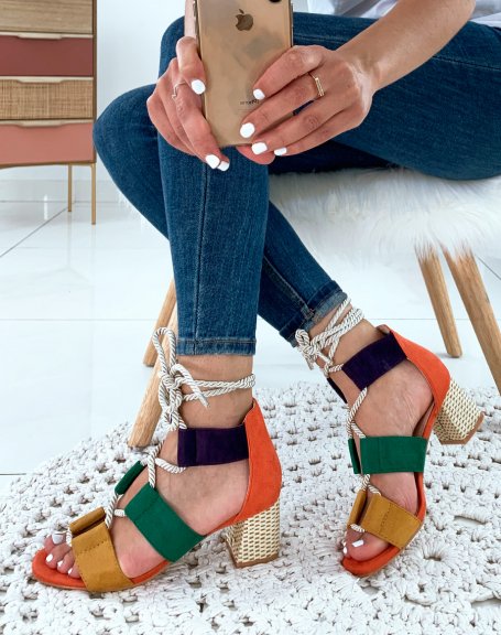 Multicolor heeled sandals