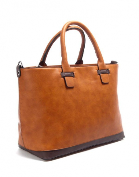 Nanucci woman bag: Camel bi-color handbag