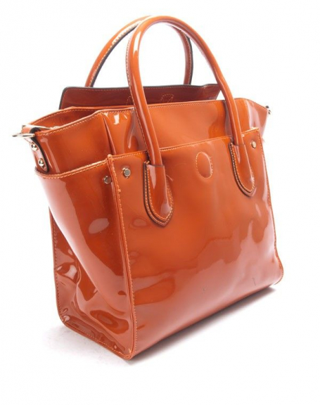 Nanucci woman bag: Orange patent handbag