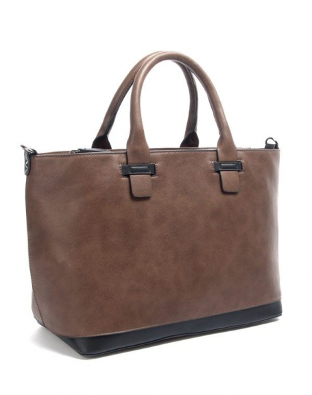 Nanucci woman bag: taupe bi-color handbag