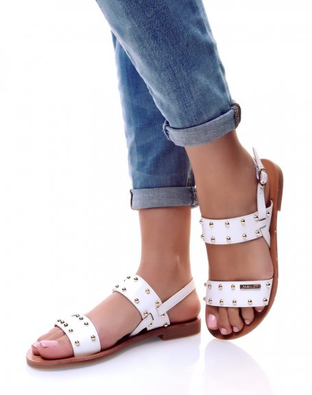 Nu-pieds blancs clouts or