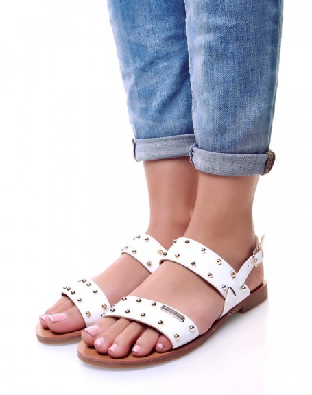 Nu-pieds blancs clouts or