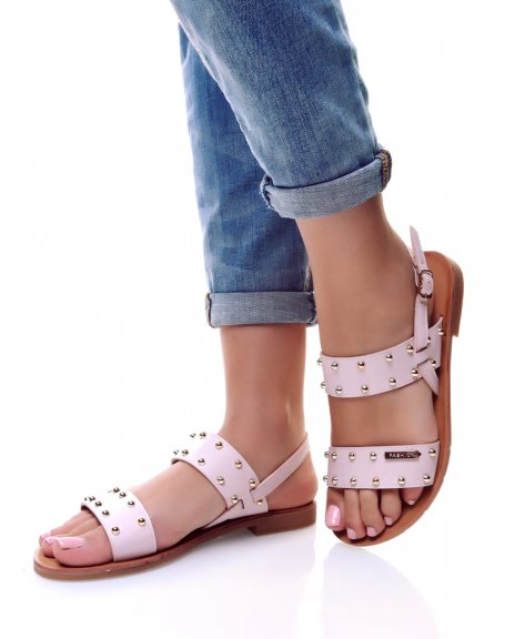 Nu-pieds roses clouts or