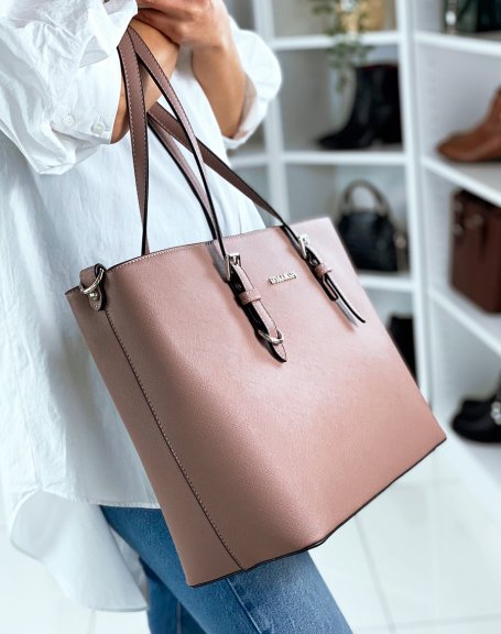 Old-pink tote bag in faux leather