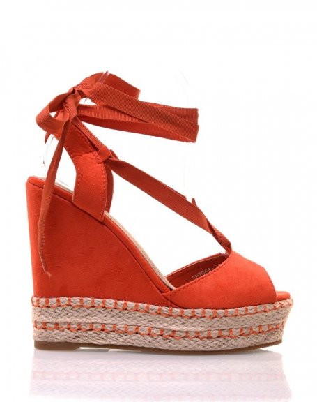 Orange wedges laced in suede