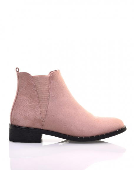 Pale pink suedette ankle boots