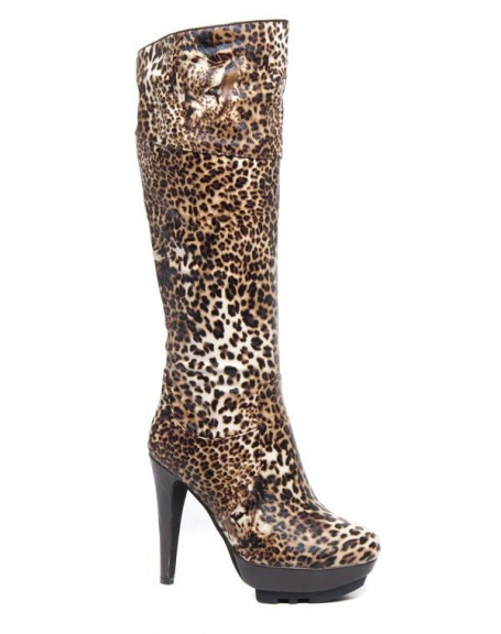 Panther print boots Sunrise C. brown
