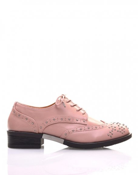 Pink studded derby shoes