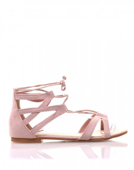 Pink suedette flat sandals