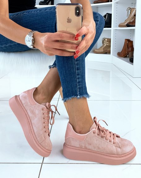 Pink suedette platform sneakers