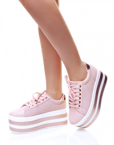 Pink wedge sneakers