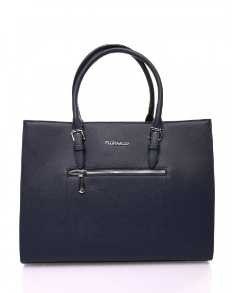 Rectangular rigid navy blue handbag