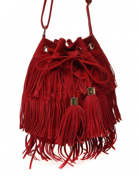 Red fringed purse handbag