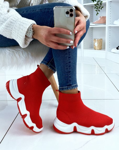 Red sock sneakers