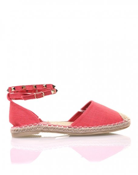 Red studded closed-toe espadrilles