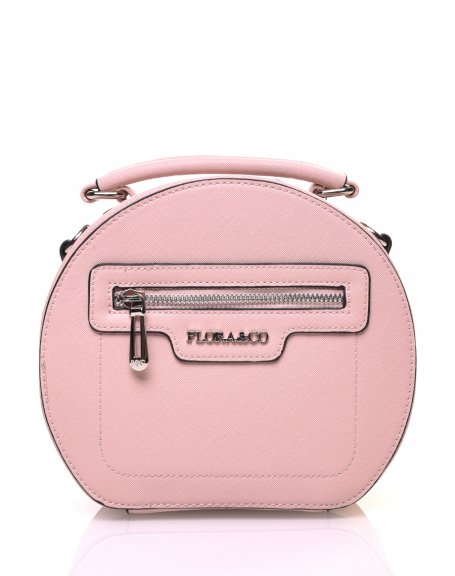 Round rigid shoulder bag type pale pink briefcase