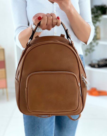 Sac  dos camel  zips argents