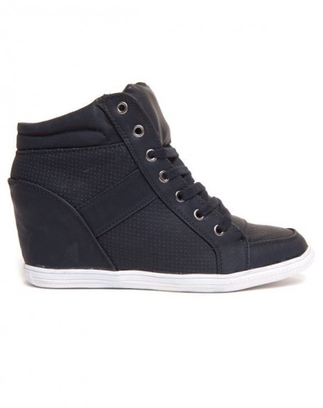 Saint Galant black wedge sneaker with White sole
