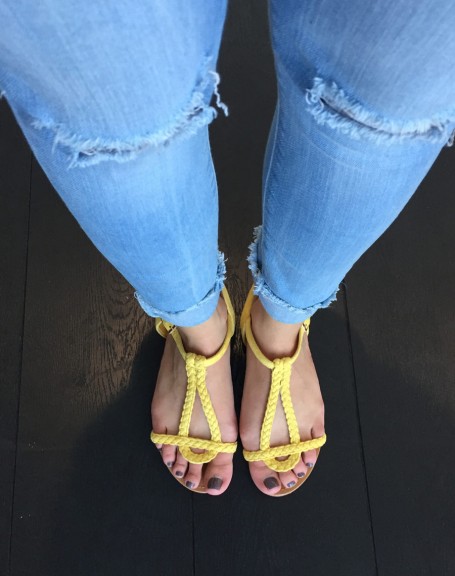Sandale/nu pieds tress jaune