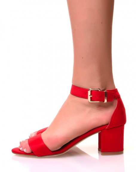 Sandales  petits talons en sudine rouges