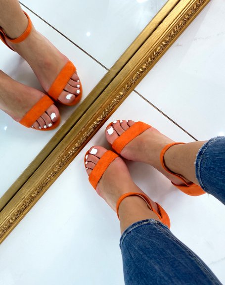 Sandales  talon en sudine orange