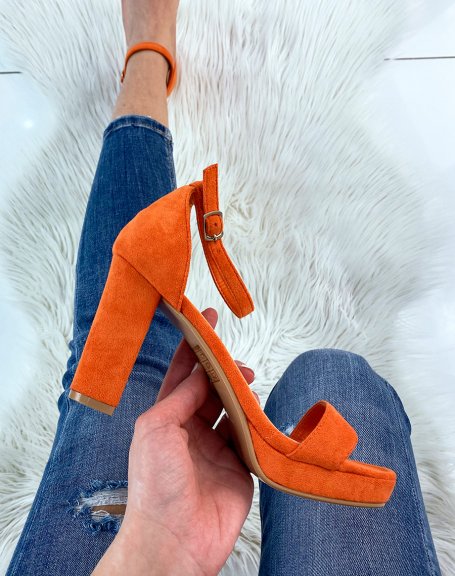 Sandales  talon en sudine orange