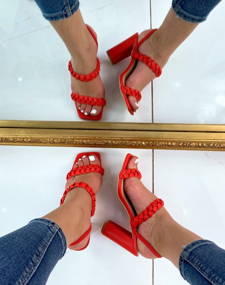 Sandales  talon rouges  multiples brides tresses