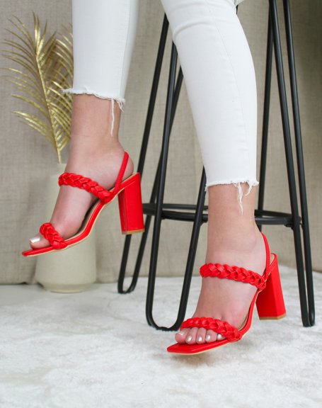 Sandales  talon rouges  multiples brides tresses